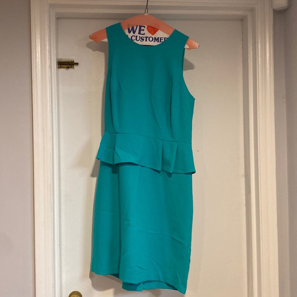 Loft turquoise peplum dress, size 10P.